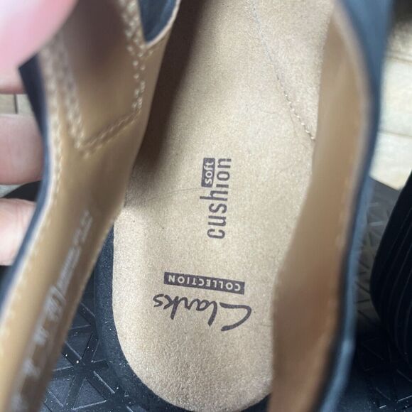 Clarks Collection Womens Size 9M Platform Wedge Sandals Black Strappy Slingback - Picture 7 of 10